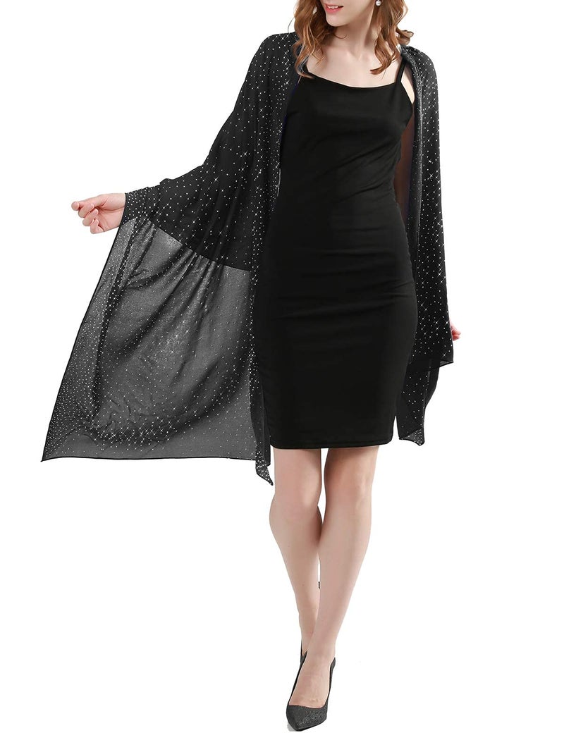 BANETTETA Black Shawls and Wraps for Evening Dresses Wrap Cover Up Formal Shawl Wraps for Women (Black) - Image 4